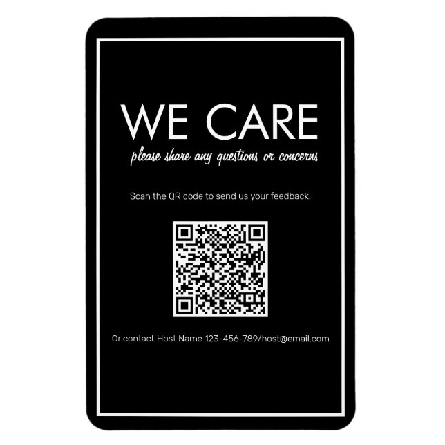 Imán Magnate de comentarios de código QR negro básico m (Vertical)