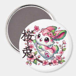 Imán Magnate de conejo Sakura con grifo de cepillo japo