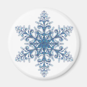 Imán Magnate de copos de nieve azul