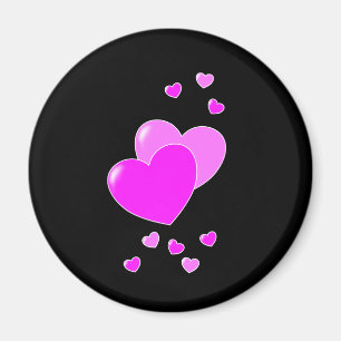 Imán Magnate De Corazón Negro Y Rosa
