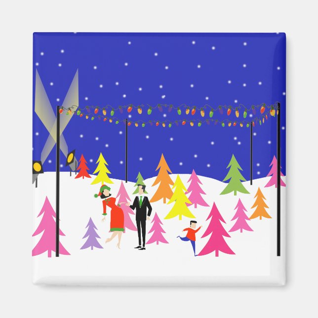 Imán Magnate de cultivo de árbol de Navidad retro (Frente)