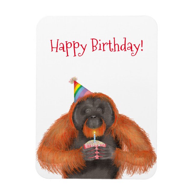 Imán Magnate de cumpleaños de orangután lindo (Vertical)