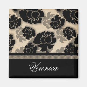 Imán Magnate de Decadencia Floral Grungy, Beige Marfil