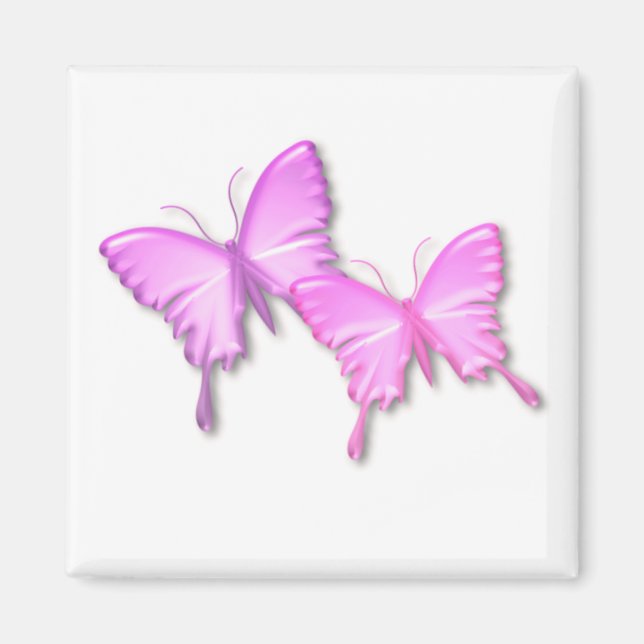 Imán Magnate de diseño de mariposas rosadas (Frente)