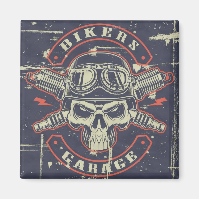 Imán Magnate de diseño de motocicletas estilo Grunge (Frente)
