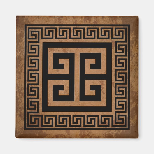 Imán Magnate de diseño negro de patrón de clave griega (Frente)