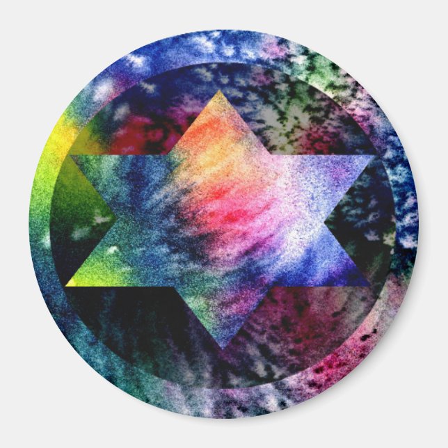 Imán Magnate de estrella judía arco iris (Frente)