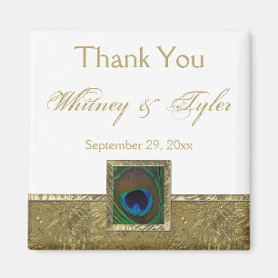 Imán Magnate de Favor de Boda de Pavo Blanco, Oro