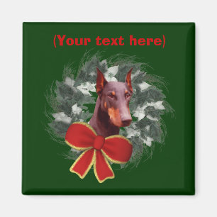 Imán Magnate de feriado de Navidades Doberman Wreath