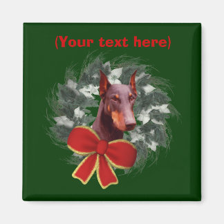 Imán Magnate de feriado de Navidades Doberman Wreath