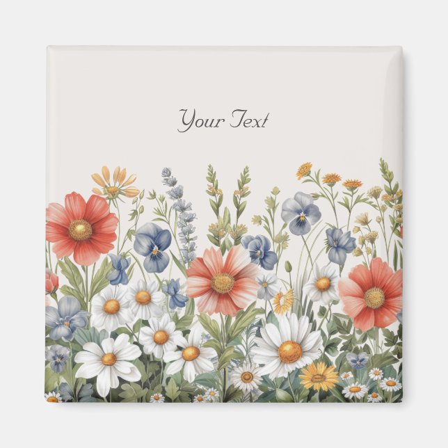 Imán Magnate de flores silvestres coloridas (Frente)