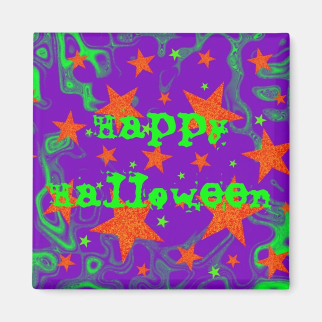 Imán Magnate de frigorífico 'Happy Halloween' con espel (Frente)