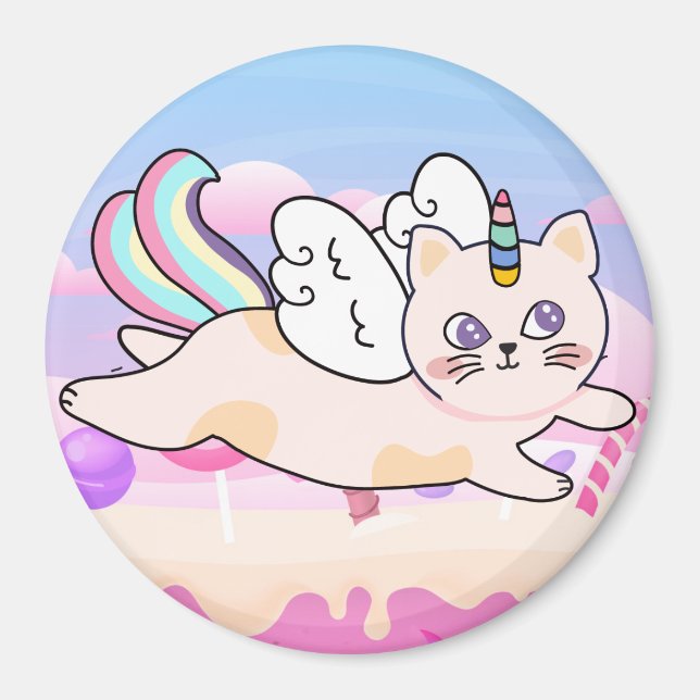 Imán Magnate de gato de unicornio (Frente)