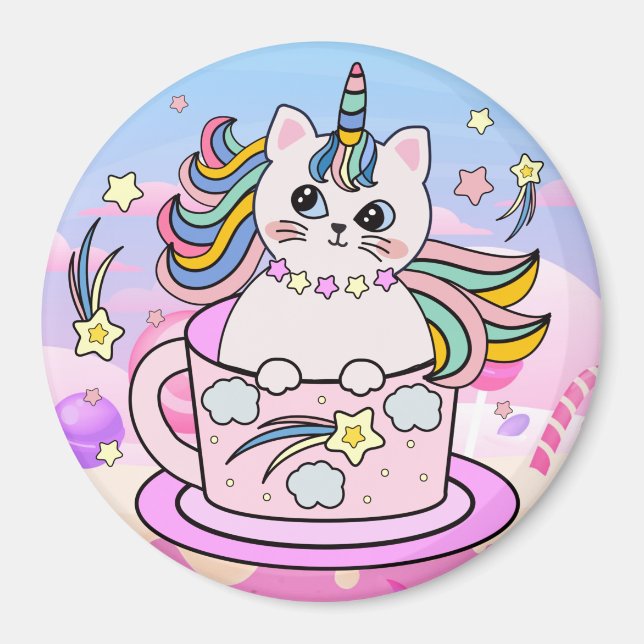 Imán Magnate de gato de unicornio (Frente)