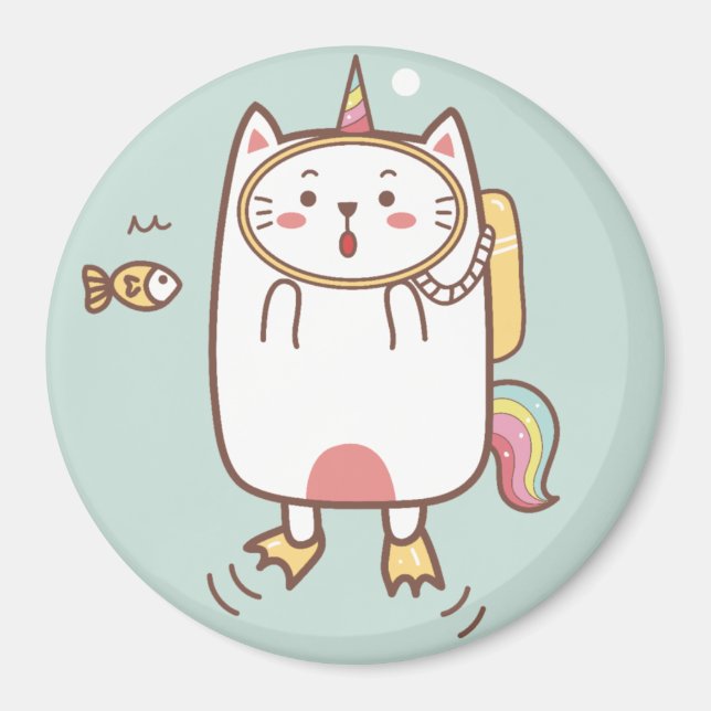 Imán Magnate de gato de unicornio (Frente)