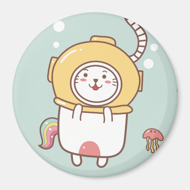 Imán Magnate de gato de unicornio (Frente)