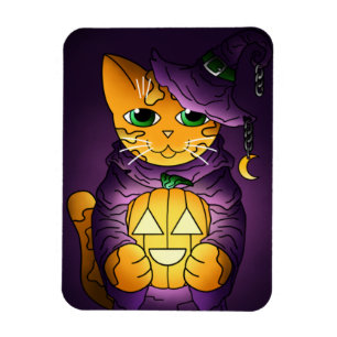 Imán Magnate de gatos brutos morado de Halloween