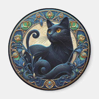 Imán Magnate de gatos negros Art Nouveau