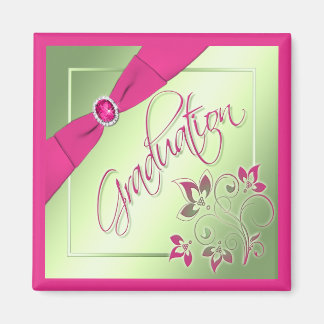 Imán Magnate de graduación rosa, verde y amarillo