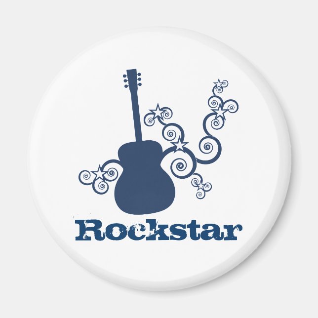 Imán Magnate de guitarra Rockstar, azul real (Frente)