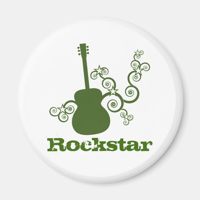 Imán Magnate de guitarra Rockstar, Verde (Frente)