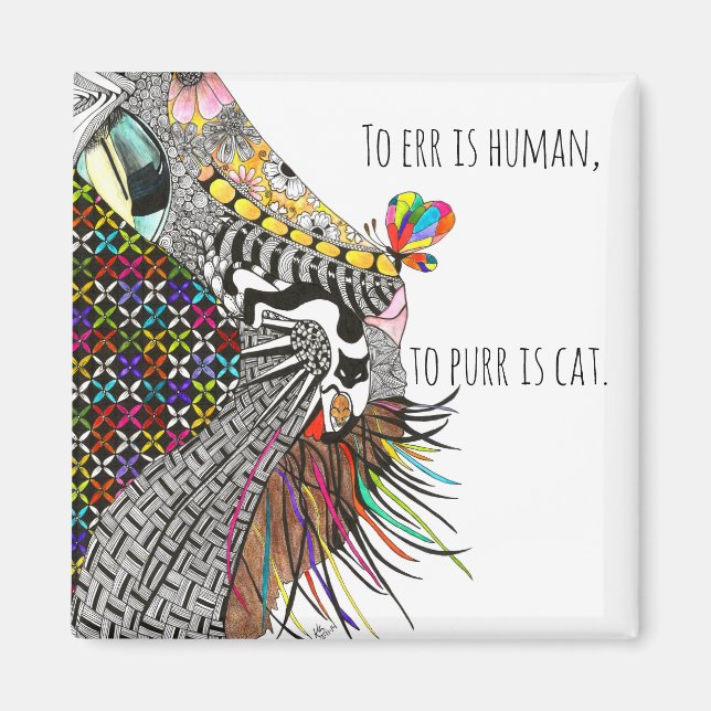 Imán Magnate de Ilustracion de gato y ratón (Frente)