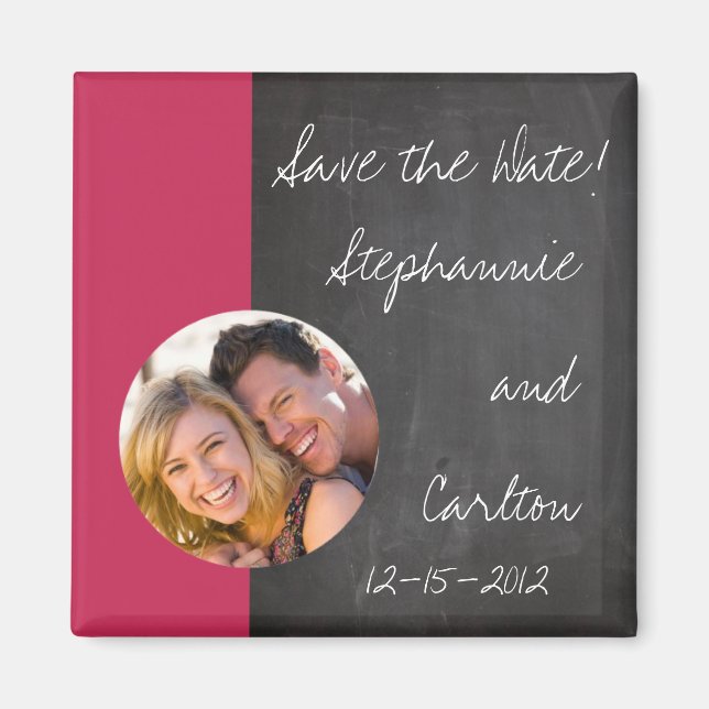 Imán Magnate de Invitación de Boda rosado Chalkboard (Frente)