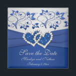 Imán Magnate de la boda real azul y plata<br><div class="desc">Guarda el imán de fecha que coincida con la invitación y otros elementos que se muestran a continuación. El texto es personalizable, así que puedes cambiarlo para decir "Gracias" y darlo como un favor de boda si quieres. Si necesita cualquier otro elemento que coincida en este diseño, por favor envíeme...</div>