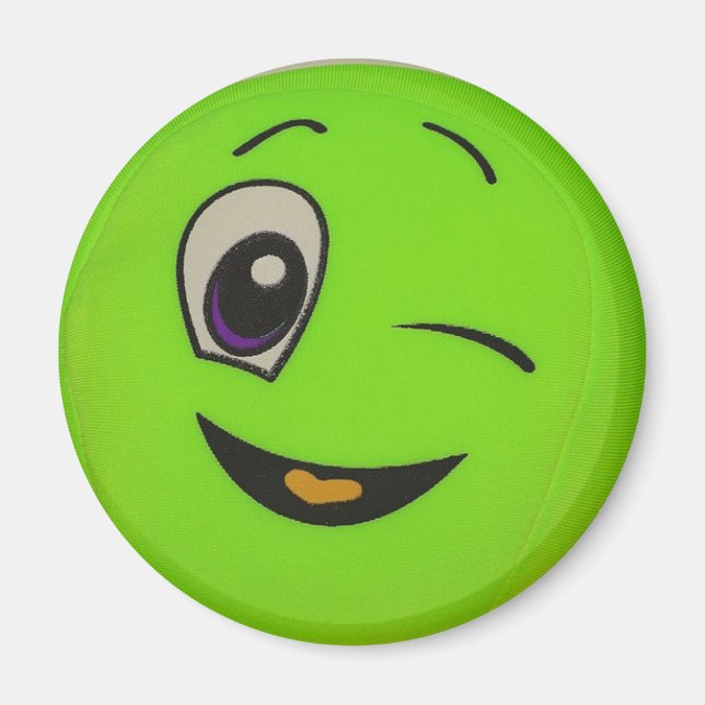 Imán Magnate de la cara verde de Silly Lime (Frente)