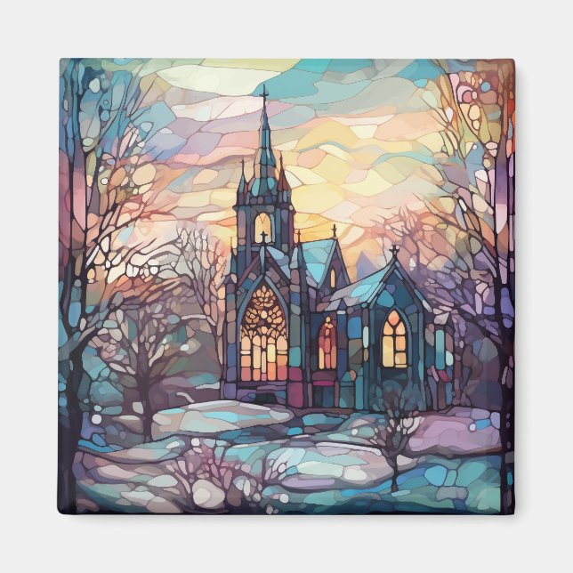 Imán Magnate de la Iglesia del Vidrio Manchado (Frente)