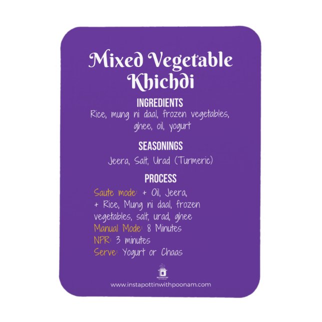 Imán Magnate de la receta de Khichdi vegetable (Vertical)