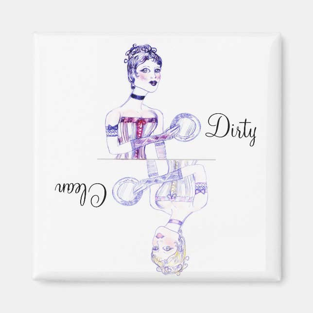 Imán Magnate de lavavajillas victoriano limpio o sucio (Frente)