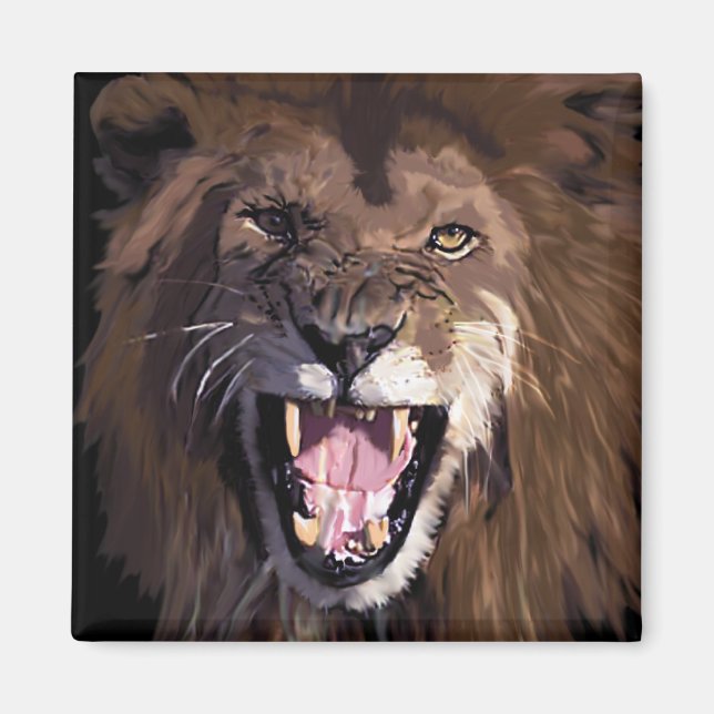 Imán Magnate de león de advertencia (Frente)