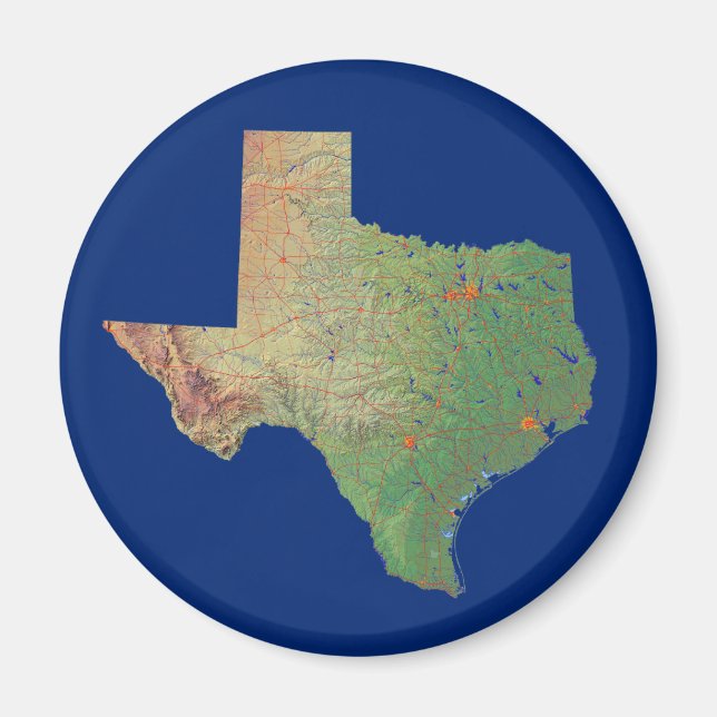 Imán Magnate de mapas de Texas (Frente)