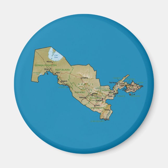 Imán Magnate de mapas de Uzbekistán (Frente)
