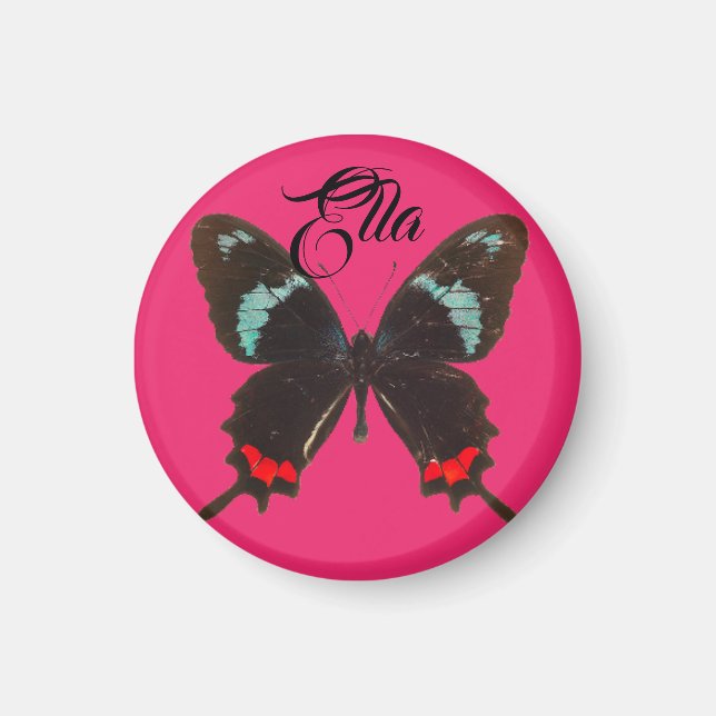 Imán Magnate de mariposa negra y roja (Frente)