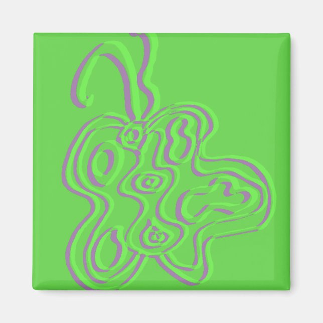 Imán Magnate de mariposa verde Grabado en relieve "rojo (Frente)