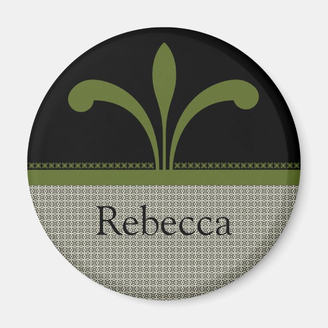 Imán Magnate de Moda floral, verde oliva (Frente)