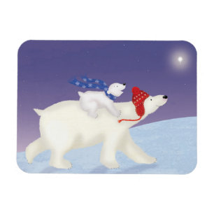 Imán Magnate de Navidades de oso polar y cachorro