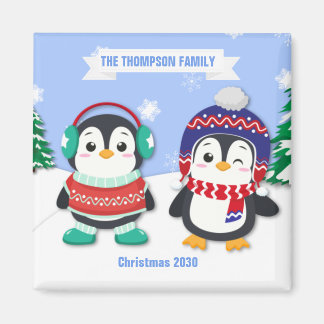 Imán Magnate de Navidades de pingüino personalizados