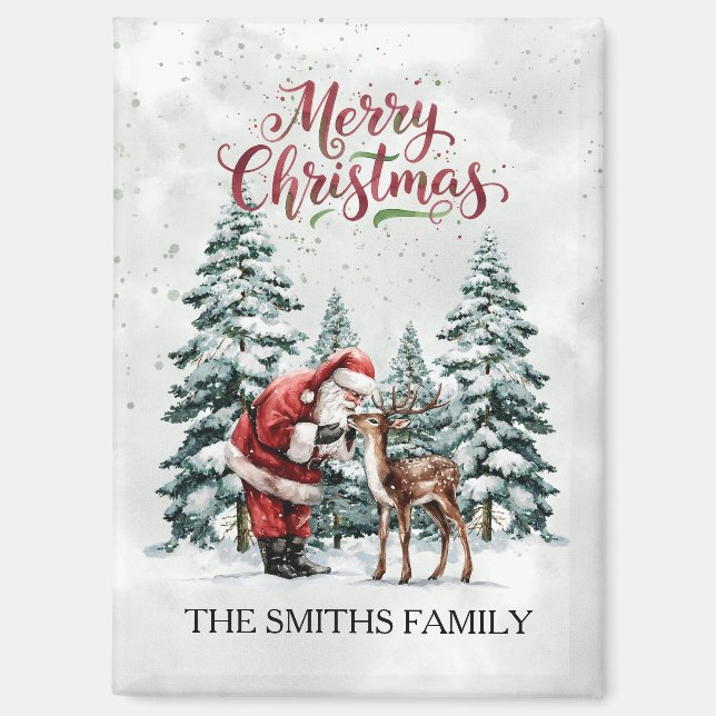 Imán Magnate de Navidades de renos y Santa (Anverso)