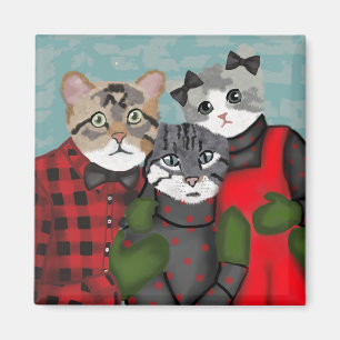 Imán Magnate de Navidades familiares de gato