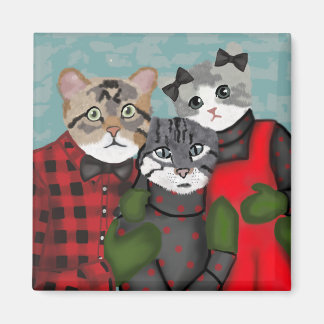 Imán Magnate de Navidades familiares de gato