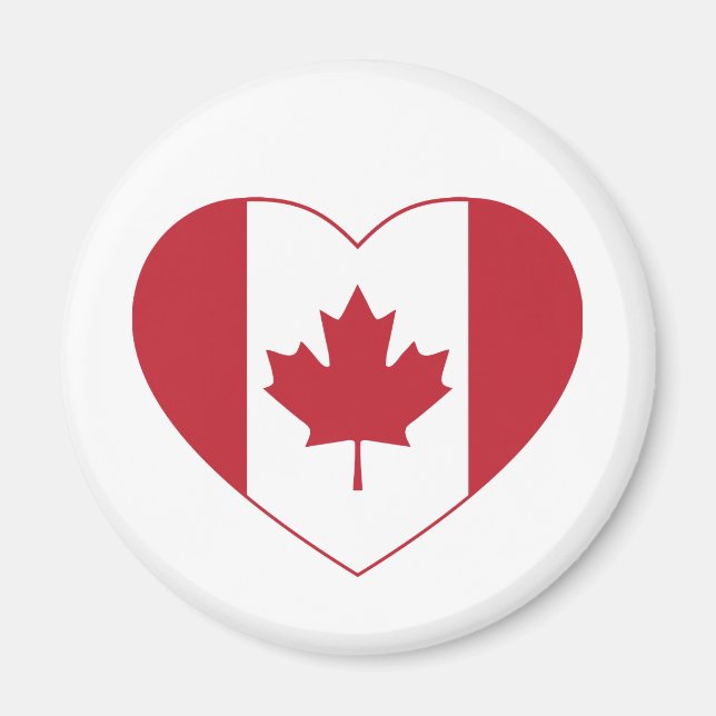 Imán Magnate de Nevera Cardíaca de Bandera de Canadá (Frente)