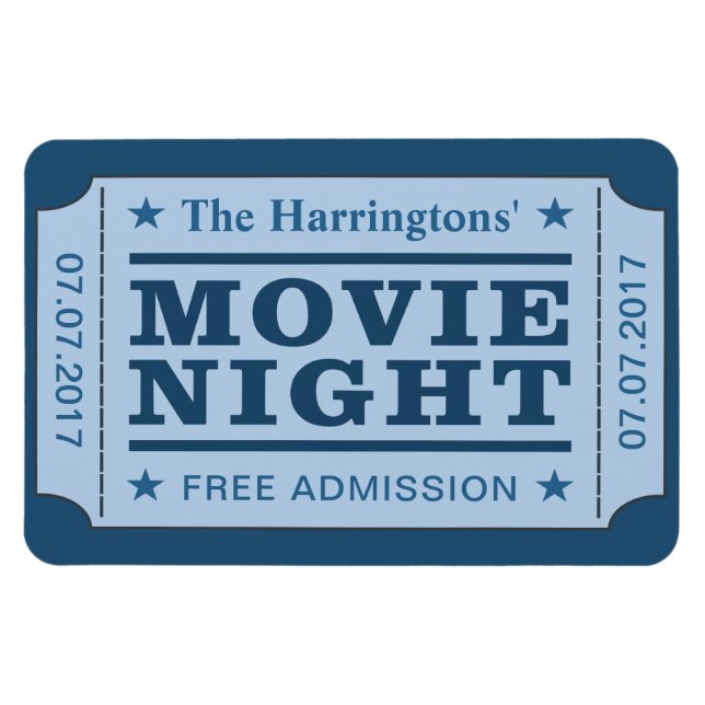 Imán Magnate de nombre y fecha personalizado "Movie Tic (Horizontal)