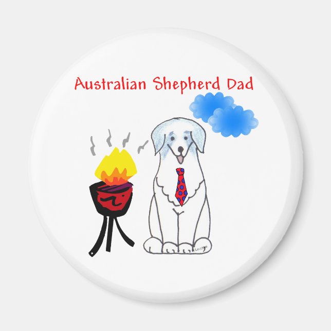 Imán Magnate de Papá Azul Pastor Australiano (Frente)