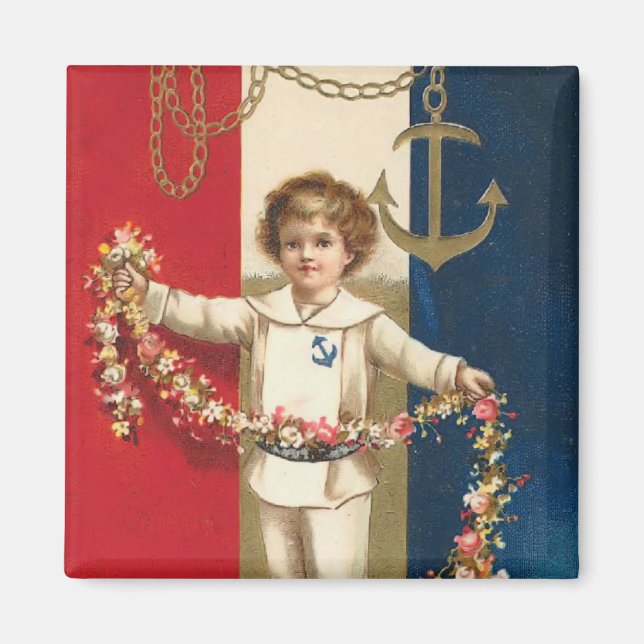 Imán Magnate de Patriotic Boy Square (Frente)