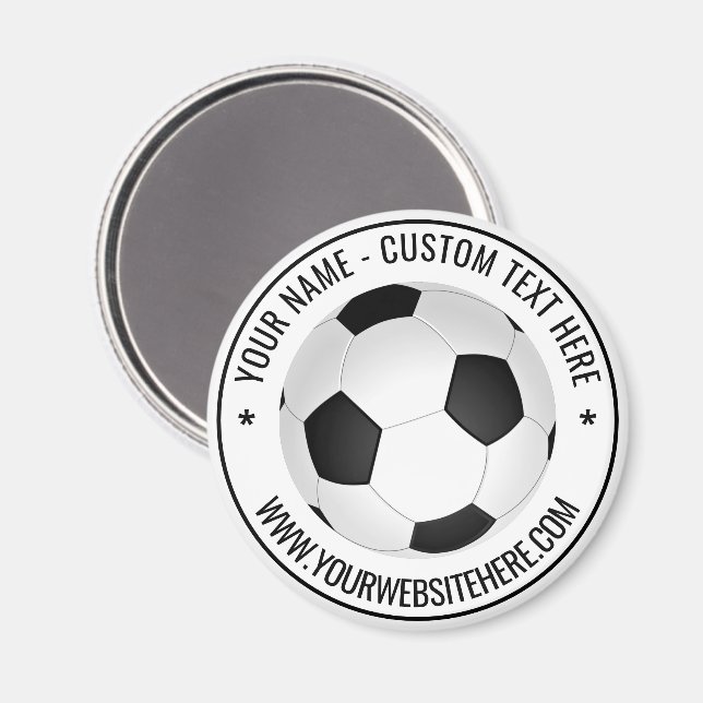Imán Magnate de pelota de fútbol personalizado con text (Anverso/Reverso)