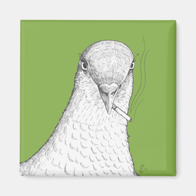 Imán Magnate de pichón fumador | Bizarre, Quirky y Dive (Frente)