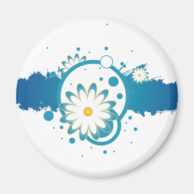 Imán Magnate de pintura de flor azul (Frente)